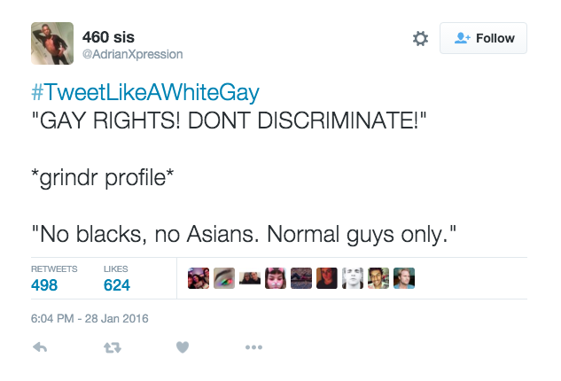 Tweet about discrimination Asian Gay